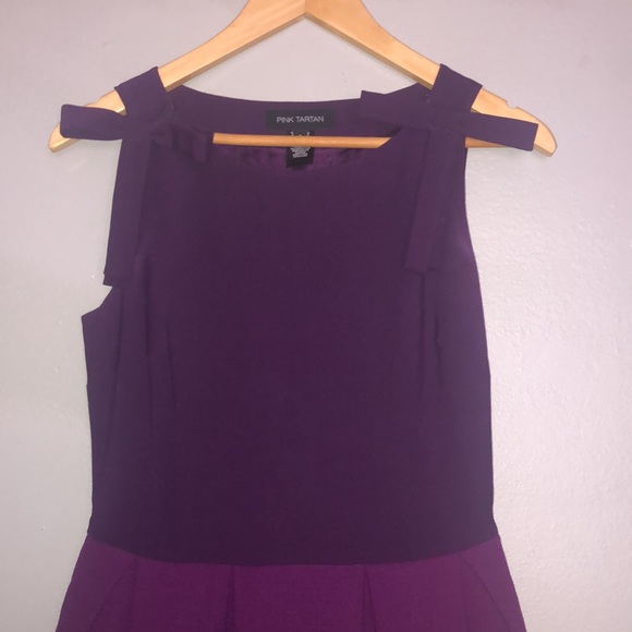 Pink Tartan Purple pencil dress with detachable bows formal 6 - Picture 5 of 14